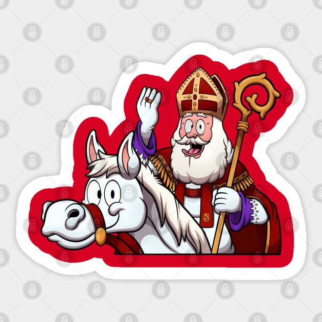 Saint Nicholas On Horse Sticker by TheMaskedTooner